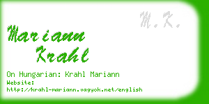 mariann krahl business card